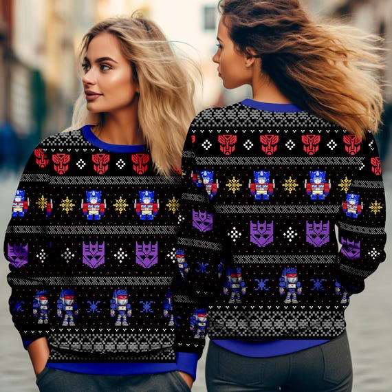 Transformers Ugly Christmas Sweater, Robots in Disguise Holiday 3D
