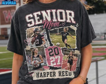Personalized Senior Cheer Mom Shirt 2027, Custom Cheerleader Photo Collage Tee, Senior Sport Players Shirt Gift, Proud Cheer Mom Shirt