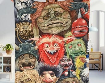 Labyrinth Movie Fleece Blanket, 1986 Retro Film Labyrinth Jareth Vintage Throw Blanket, Classic Fantasy Christmas Gifts For Couch Bed Sofa