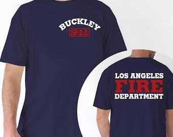 Custom Your Name Fire Department Shirt, LAFD T-Shirt - Evan Buckley, Eddie Diaz, Buddie Buckley-Diaz TV Show Shirt, Movie Fan Gift