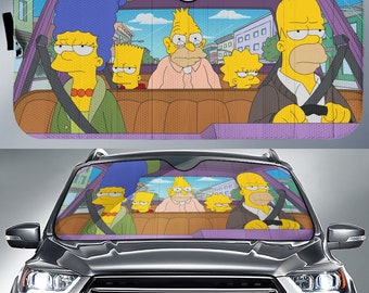 The Simpsons Car Sun Shade | The Simpsons Family Car Sunshade | Homer Simpson Bart Simpson Car Sunshade Car Windshield Car Accessories