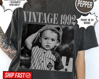 Personalized Old Childhood Photo Tee,Custom Vintage Photo And Year Shirt, Birthday Gift Tee For Family, Happy Mother's Day Father's Day Gift