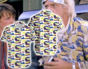 Doc Brown Hawaiian Shirt Emmett Brown Summer Hawaiian Back to the Future Short-Sleeve Hawaiian Shirt