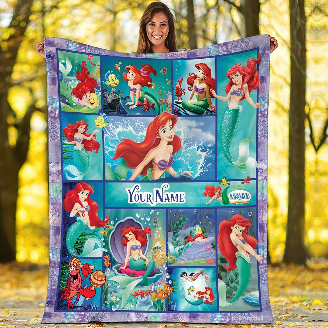 Personalized the Little Mermaid Blanket Ariel Princess Fleece Etsy