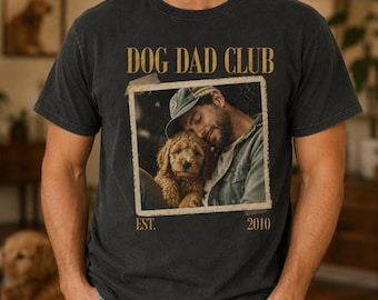 Custom Dogs Dad Club Shirt, Pet Portrait Tee, Personalized Dog Photo Shirt, Personalized Dog and Cat Dad Gifts for Father's Day Shirt