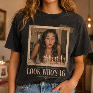 Personalised Vintage Picture 21st Birthday Tshirt, Custom Photo Birthday Shirt, Look Whos 16 Shirt, Vintage 90s Photo Shirt, Y2k Bday Shirt