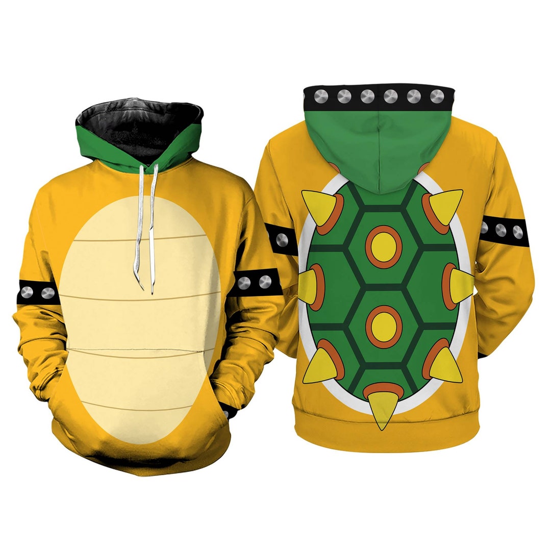 Bowser 3D Full Over Print Hoodie Super Mario Bowser Cosplay Tshirt