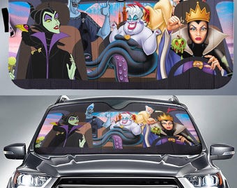 Disneyland Villain Car Auto Sun Shade Evil Queen Malecifent Hades Ursula Car Sunshade WDW Family Car Sunshade Car Windshield Car Accessories