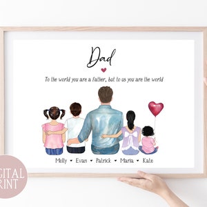 Dad Portrait Print, PRINT AT HOME, Digital File, Fathers Day Gift, Family Christmas Gift, Family Portrait Picture, Father's Day Print