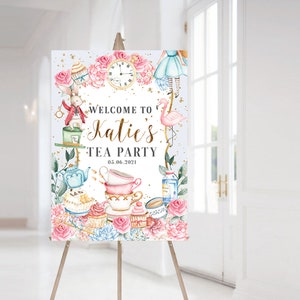 Alice in Wonderland Tea Party Sign, DIGITAL FILE, Alice in Wonderland Tea Party, Baby Shower Sign, Tea Party Sign, Alice Tea Party Shower