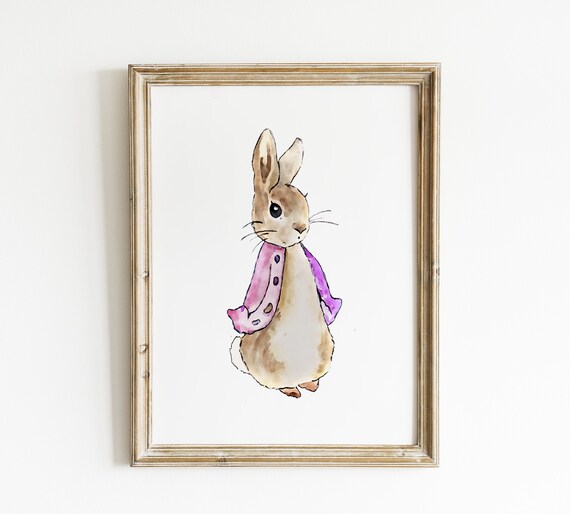 Personalisiertes Peter Hase Poster – Rosa Buchstaben, Fürs Kinderzimmer (A2: 42x59,4 Cm)
