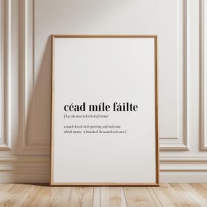 Cead Mile Failte Print, Cead Mile Failte Definition Print, Irish Gift, Definition Irish Poster, Irish Slang, Irish Home Decor, Irish Poster