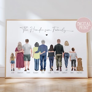 Family Print, PRINT AT HOME, Digital File, Personalised Family Portrait,  Family Wall Art, Family Gift, Fathers Day Gift, Family Xmas Gift,