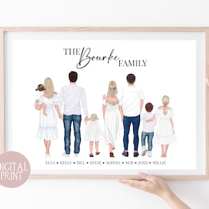 Family Print, PRINT AT HOME, Digital File, Personalised Family Portrait, Family Wall Art, Family Gift, Mothers Day Gift, Family Gift, Xmas