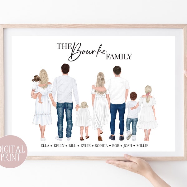 Family Print, PRINT AT HOME, Digital File, Personalised Family Portrait, Family Wall Art, Family Gift, Mothers Day Gift, Family Gift, Xmas