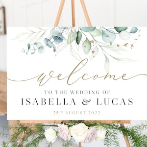 Wedding Welcome Sign, Wedding Welcome Sign Template, Personalised Wedding Sign, Wedding Decor, Welcome Sign,  Eucalyptus Welcome Sign,