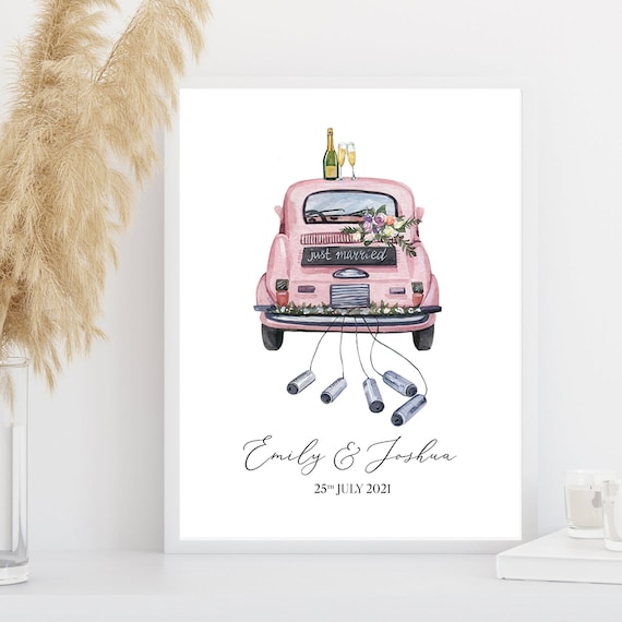 Personalized Wedding Car Picture Print