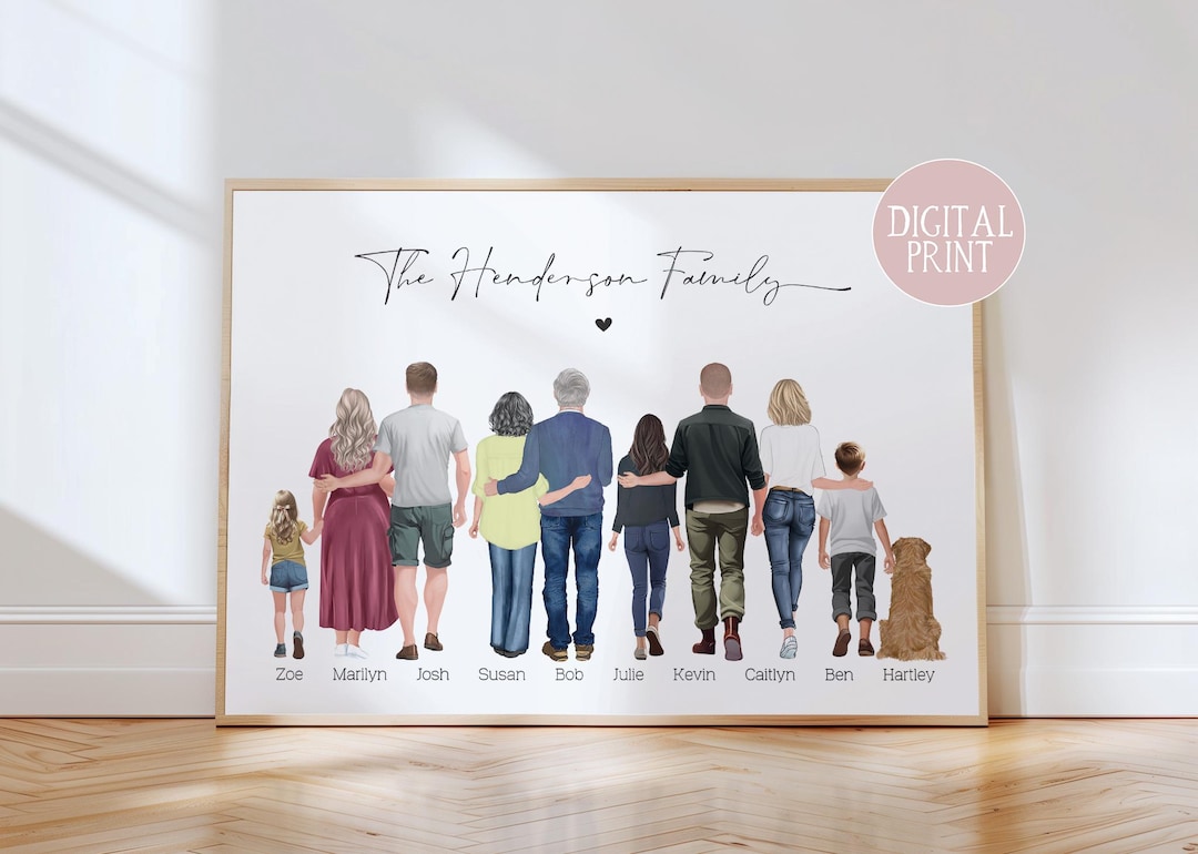 Personalized Family Portrait, Custom Wall Art (digital Print) - Etsy