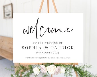 Wedding Welcome Sign, Editable Template, Welcome to our Wedding Sign Printable, Welcome Board Landscape Welcome Poster,Wedding Sign