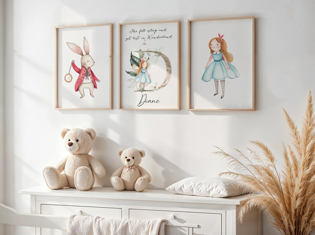 Alice in Wonderland Nursery Printable, DIGITAL FILE, Girls Initial ...