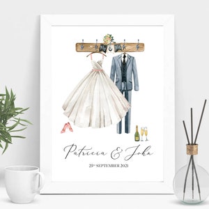 Wedding Couple Personalised Printable, DIGITAL PRINT, Wedding Gift, Personalised Wedding Poster, Bride & Groom Wedding Print, Wedding Gift