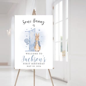 Peter Rabbit 1st Birthday Welcome Sign, DIGITAL FILE, Personalised 1st Birthday Sign,  Peter Rabbit Decorations, Boy First Birthday Sign