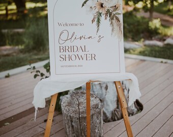 Boho Bridal Sign Editable Template, Bohemian Welcome Sign, Custom Sign,  Welcome Sign, Bridal Welcome Poster, Pampas Floral