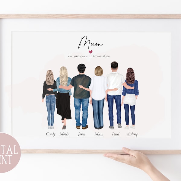 Mum Portrait  Print, PRINT AT HOME, Digital File, Mothers Day Gift, Family Christmas Gift, Family Portrait Picture, Mum Gift