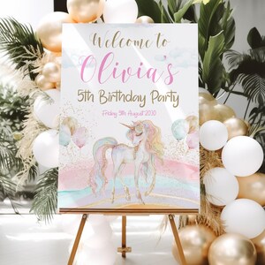 Magical Unicorn Birthday Welcome Sign Template, Unicorn Birthday Sign, Digital Welcome Sign, Template, Unicorn Magiacal Sign, Unicorn