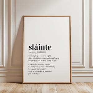 Slainte Druck, Slainte Definition Druck, Irisches Geschenk, Irisches Plakat, Irischer Slang, Irisches Hauptdekor, Irisches Plakat, Irischer Druck