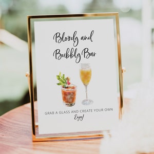 Bloody & Bubbly Sign, Bridal Shower Brunch, Bridal Shower Decor, Baby Shower Decor, Wedding Decor, Drinks Sign,  Instant  Download