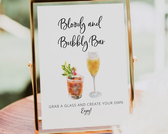 Bloody & Bubbly Bar Sign, Bridal Shower Decor (Digital Download)