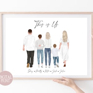 Family Print, PRINT AT HOME, Digital File, Personalised Family Portrait, Family Wall Art, Family Gift, Mothers Day Gift, Family Gift, Xmas