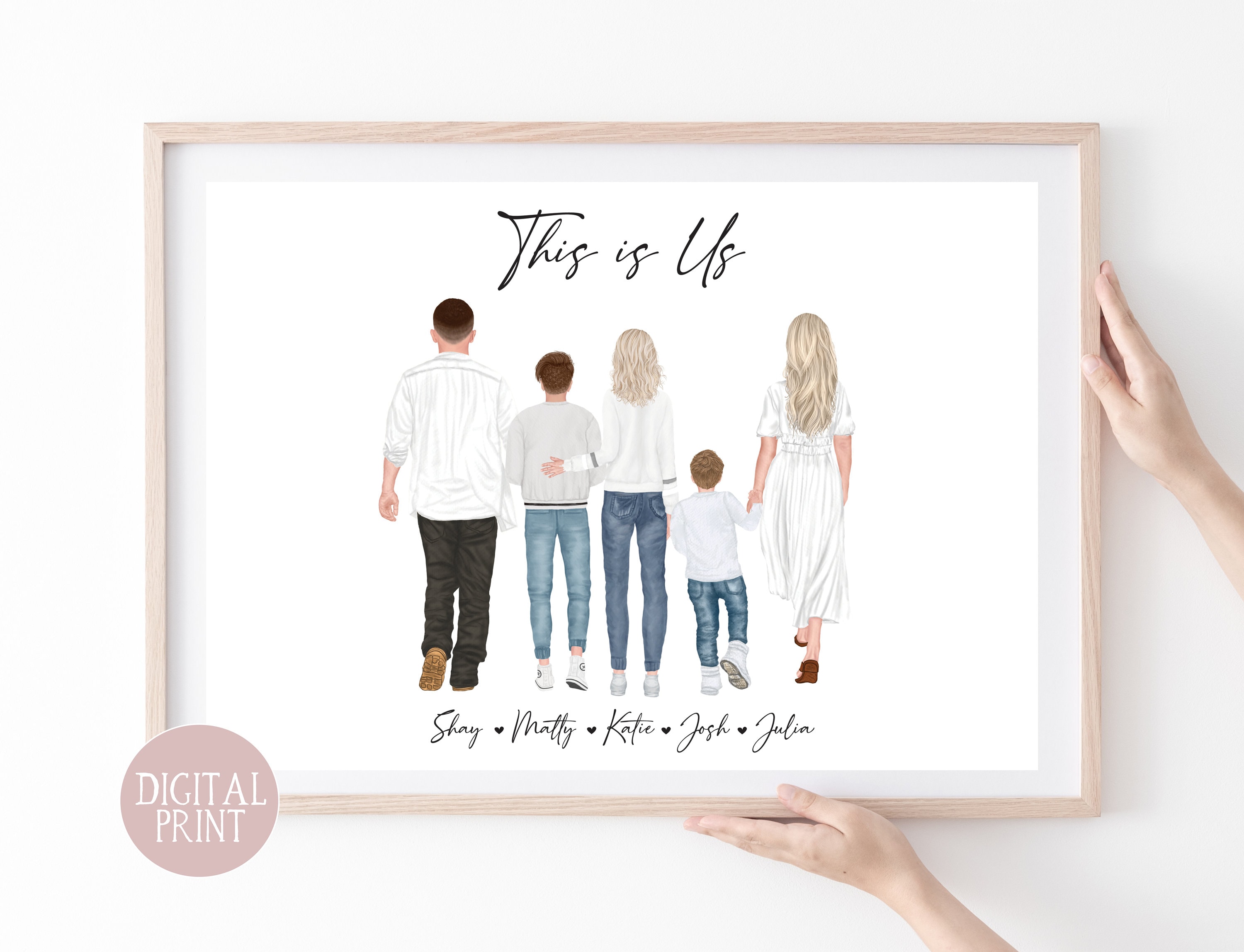 Family Print, PRINT AT HOME, Digital File, Personalised Family Portrait, Family Wall Art, Family Gift, Mothers Day Gift, Family Gift, Xmas