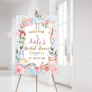 Alice in Wonderland Bridal Shower Welcome Sign, DIGITAL FILE, Alice in Wonderland Bridal, Baby Shower Sign, Bridal Shower Sign, Welcome Sign