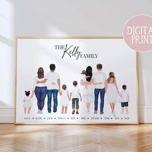 Family Print, PRINT AT HOME, Digital File, Personalised Family Portrait, Family Wall Art, Family Gift, Fathers Day Print, Family Gift, Xmas