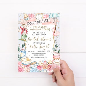 Alice in Wonderland Bridal Shower Invitation, Editable Template, Wonderland Bridal Shower Invitation, Alice in Wonderland Party Invitation