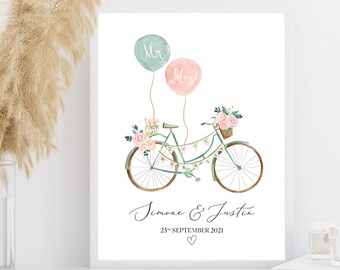 Personalized Wedding Bike Print, Editable Template (Digital Download)