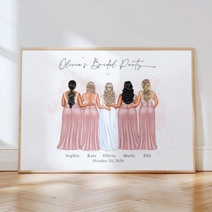 Kurviges Brautparty Porträt, Brautgeschenk, Bride Tribe, personalisiertes Hochzeitsgeschenk, Brautjungfer Druck, Brautparty Geschenk, kurvige Brautjungfer Druck