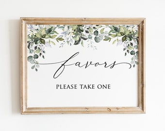 Favors Please Take One, Greenery Wedding Favor Sign, Wedding Signs, Wedding Reception Sign, Wedding Printables, Wedding Signage