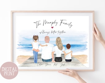 Family Printable, PRINT AT HOME, Digital File, Personalised Family Portrait, Family Wall Art, Family Christmas Gift, Family Picture