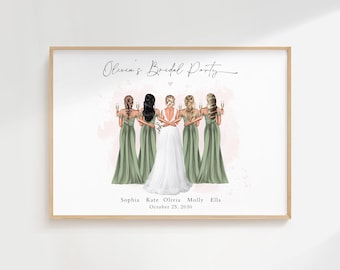 Bridal Party Print, Bridal Gift, Bride Tribe, Bridesmaid Gift,  Personalised Wedding Gift, Bridesmaid Print, Bridal Party Gift, Bride B012
