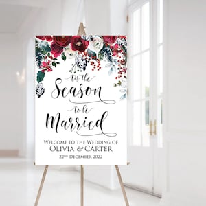 Tis the Season to be Married Sign, Editable Download, Winter wedding Sign, Christmas wedding Sign, Winter wedding decor, Wedding Table decor