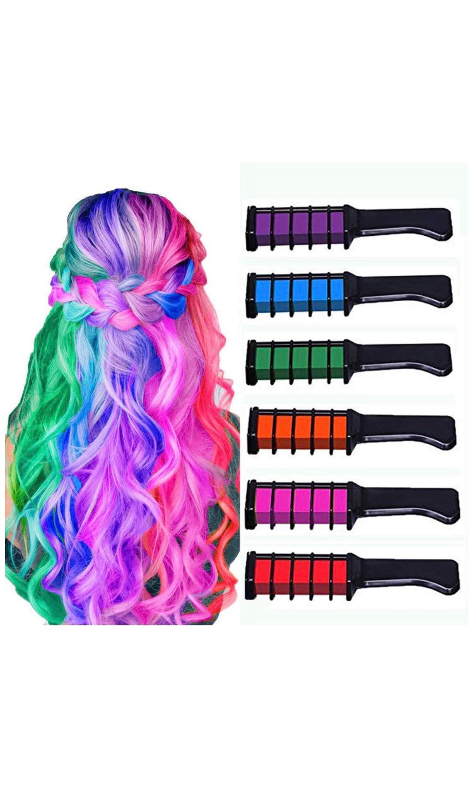 New Hair Chalk Comb Temporary Bright Hair Color Dye for Girls Etsy