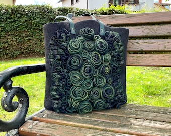 Hand felted women's bag || Felt shopper || Large handle bag || Handmade || Gift for her