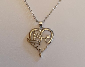 Colgante de collar en forma de corazón de paloma, regalo de aniversario, regalo de bodas, regalo del día de las madres