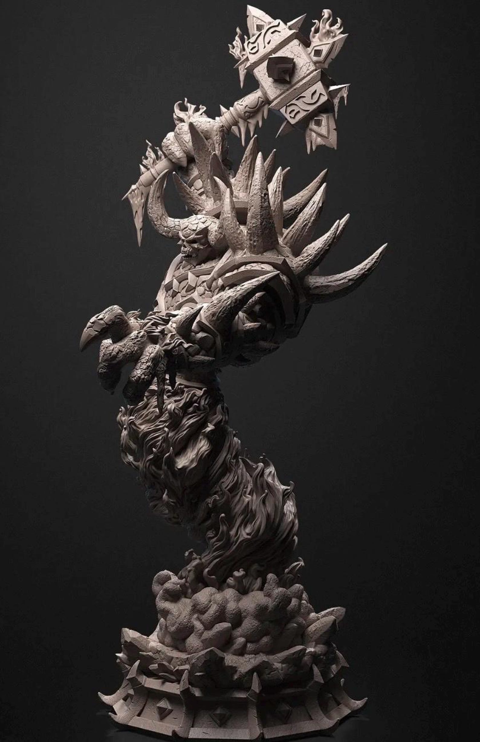 Ragnaros World of Warcraft 3D Printed Figure Unpainted Firelord ...