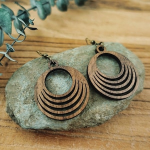 Biscayne | Circle Wood Earrings | Geometric Wooden Earrings | Lasercut Wood Jewelry