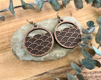 State \u201chome\u201d walnut wood earrings