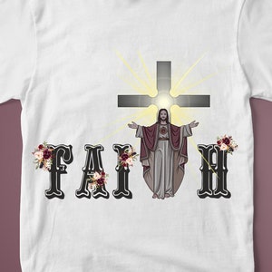 Faith Cross Flowers Sublimation Designs Graphic